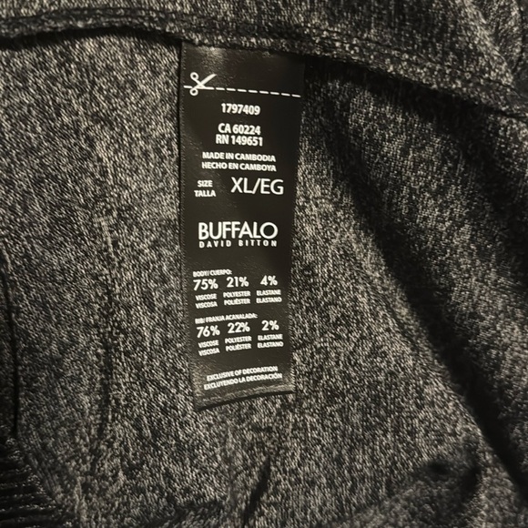 Buffalo Ladies' Cozy Charcoal Black V-Neck Long Sleeve Top Women's Sweater XL - Picture 5 of 6